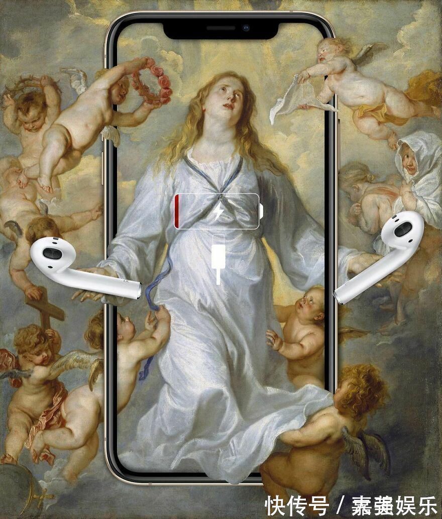 wada#古典油画里加了一个智能手机:几百年的代沟一下子消失了……