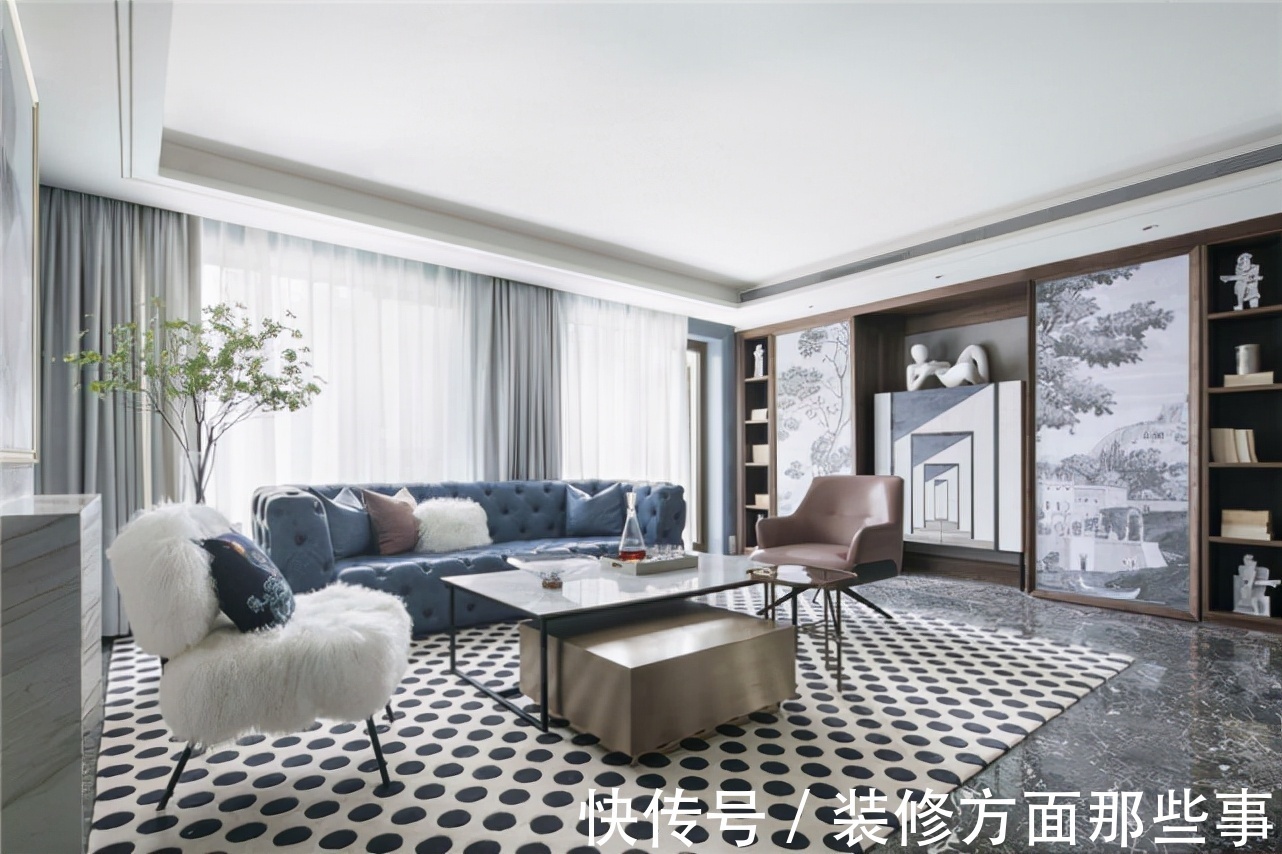 法式风|458平?法式风别墅设计，经典图案的黑白元素，点燃了空间氛围