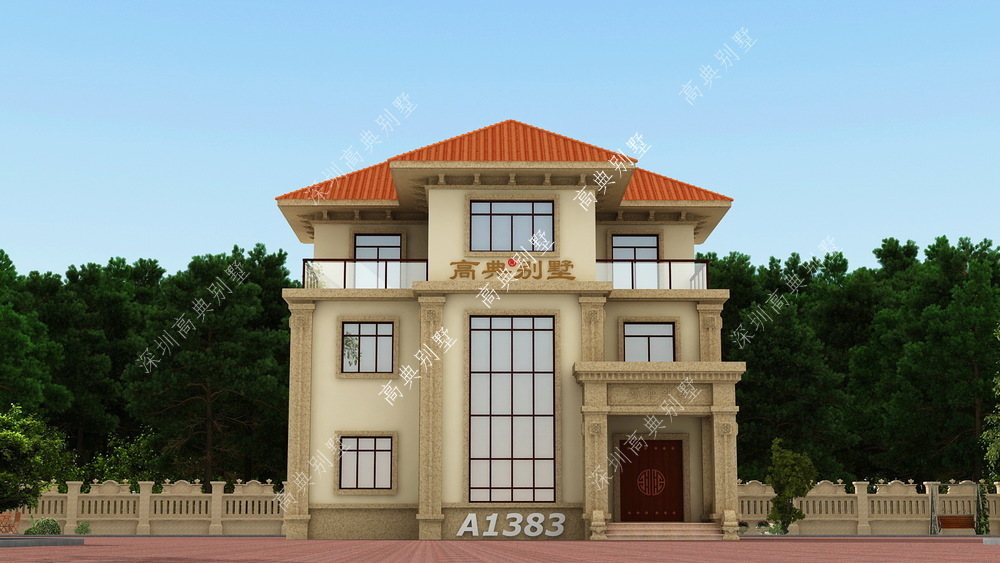 整体造型|好看的欧式别墅，整体造型简洁，色彩鲜艳活泼，居住舒适。