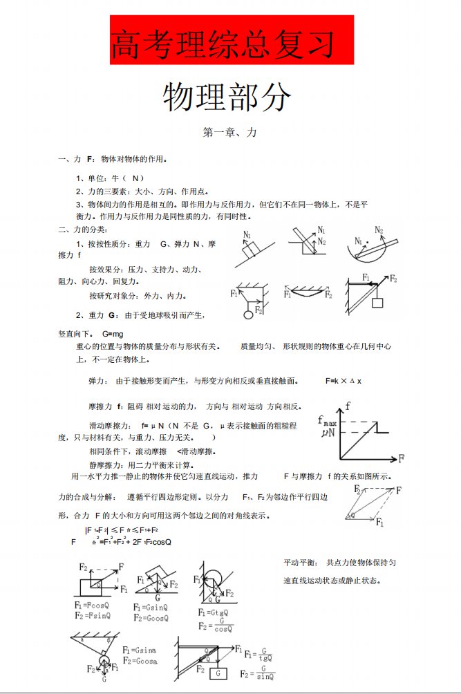 高考理综总复习(最新版)，理综最强复习攻略！三年知识要点一网打尽！