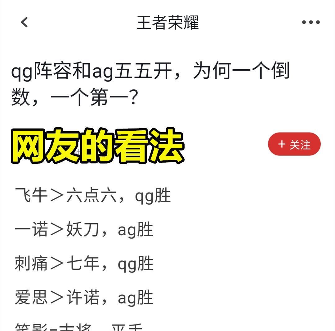 更强一些|网友分析QG、AG选手阵容，认为实力55开，为何AG第1，而QG倒数？