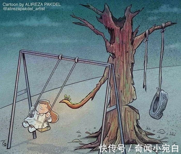 插画作品|17幅描绘人性的插画,赤裸裸的现实,刺痛我们的神经