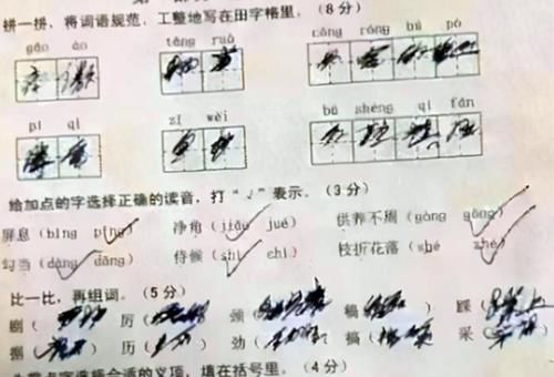 论老师判卷有多难？单凭字体无法识别对错，网友：想起了楔形文字