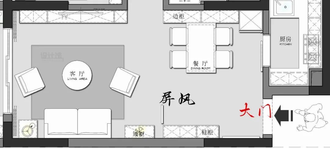 大厅|开门就是大厅的户型，鞋柜如何摆放？客厅的私密性如何保障？