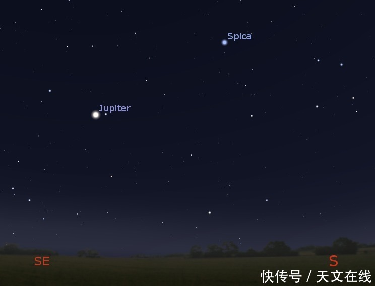 室女座 5月22日和23日,相互辉映,角宿一伴月