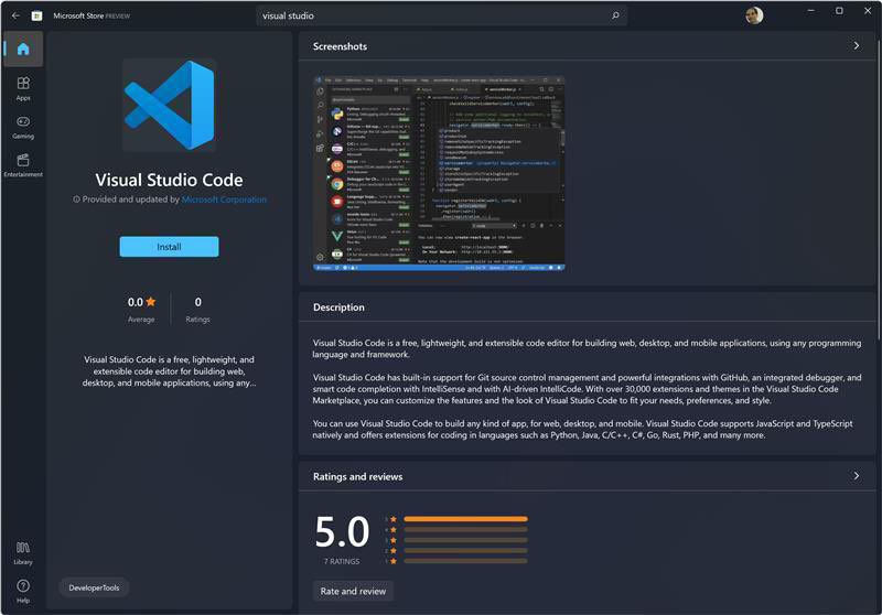 win32|微软 Visual Studio Code/Community 2019 上架 Win11 商店