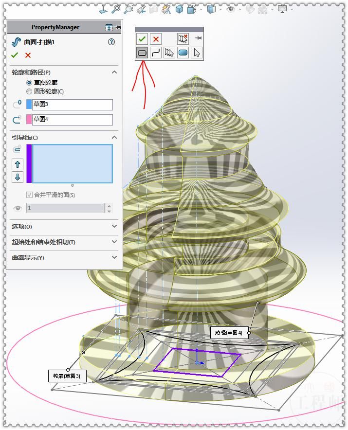 曲面扫描|用SolidWorks画一座古楼，其实一个扫描就能完成