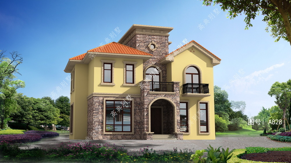 住房|带堂屋的欧式别墅,适应不同家庭住房需要,建筑立面很简单。