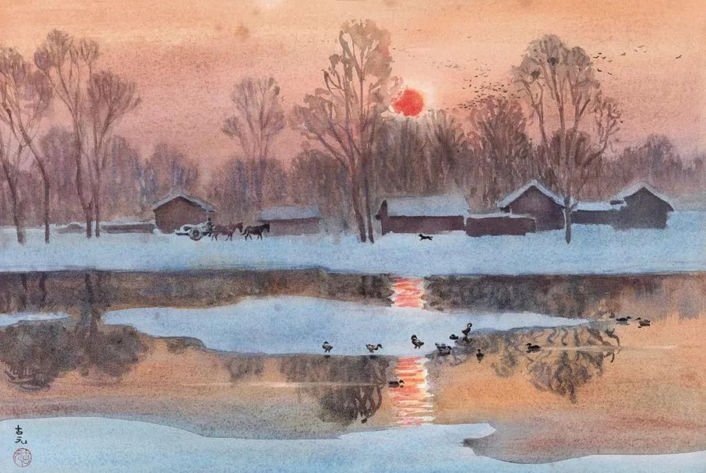 水彩|他被徐悲鸿称为“中国艺术界卓绝天才”,融入水墨意境的水彩,太美好了!