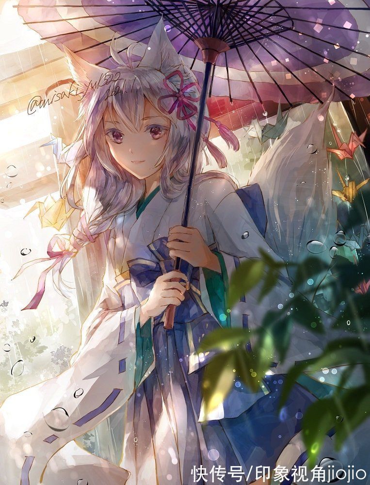 插画师@色彩绚丽的少女插画,用色大胆使画面极具感染力