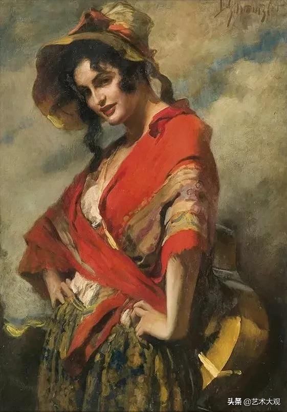 欧洲&风韵迷人的欧洲女郎德国画家利奥波德人物油画欣赏