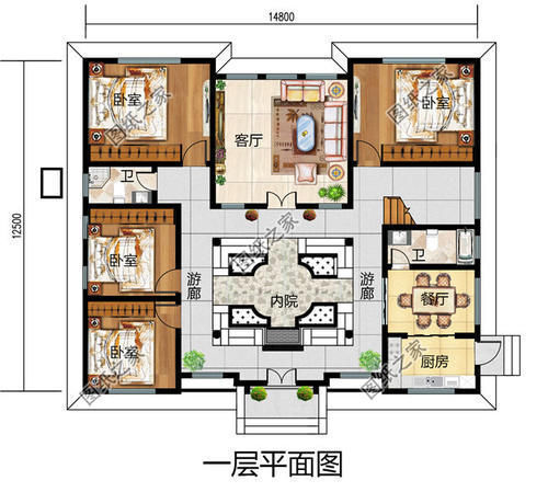 户型|120平米左右农村小四合院设计,韵味十足,领略中式建筑的美