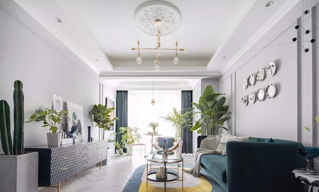 优雅|100㎡轻奢现代欧式风，大胆的色彩搭配，装出别样的优雅格调！