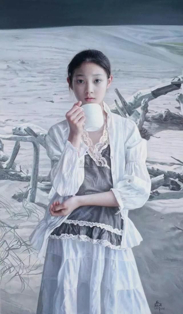 油画|他的油画单纯而不失丰富,将少女画得如此清纯