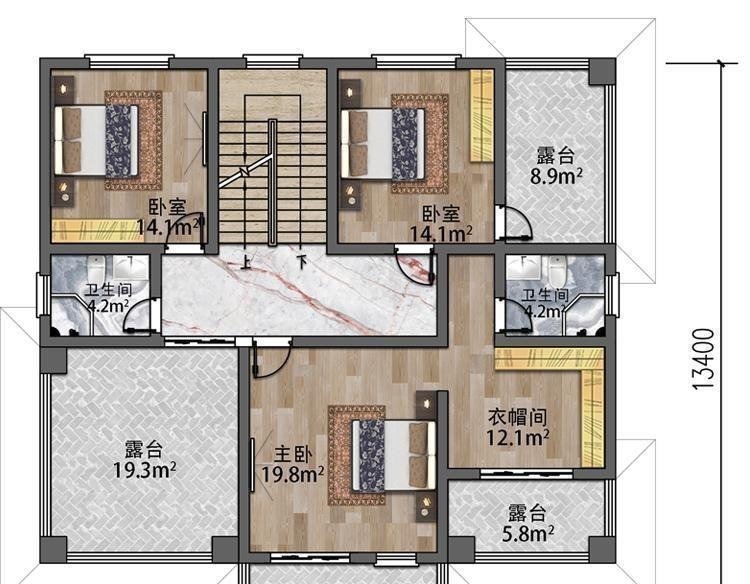 外观|12.8×13.4米欧式别墅，外观够大气，老家建一栋很有面子