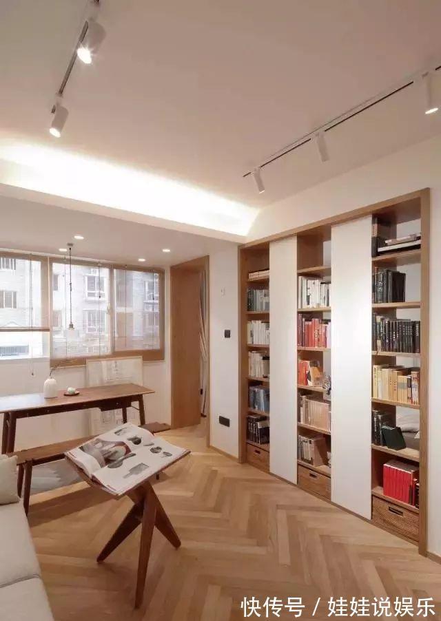 电视墙|50㎡原木风一居,电视墙改书墙,阳光餐厅兼书房,收纳颜值太棒了