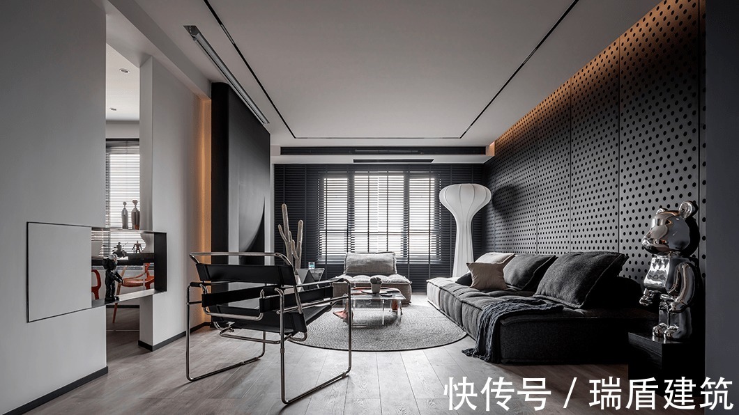 水泥板|120㎡简约高级黑,这样设计超有范!
