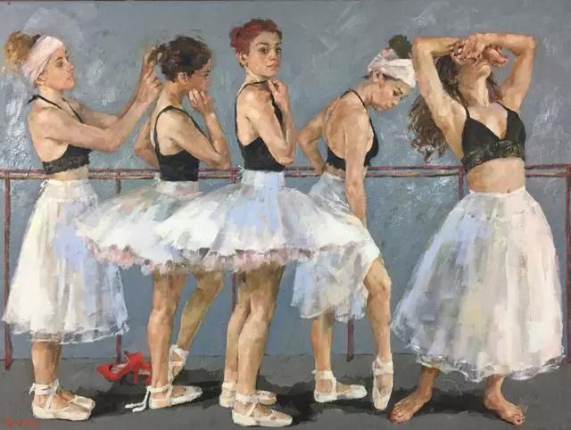 油画#身体张力的展现,英国画家穆里尔·巴克莱的油画作品