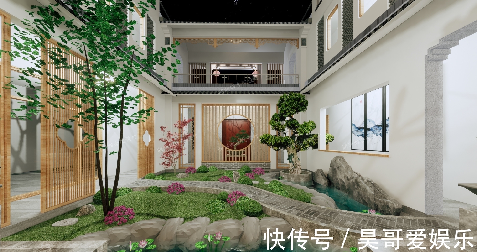 庭院|广东清远三层带地下室家族大宅现代四合院民宿28×20