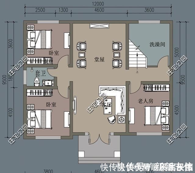 户型|宽12米，长10米地，怎么设计2层带堂屋的农村别墅呢！