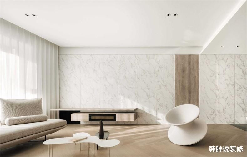 走墙|160㎡极简新房，给装修做减法，大白墙+无主灯，那叫一个高级