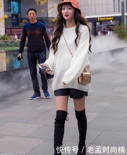 高显|街拍:冬季流行过膝靴的N种搭配, 随意挑一款穿上都很显高显腿长!