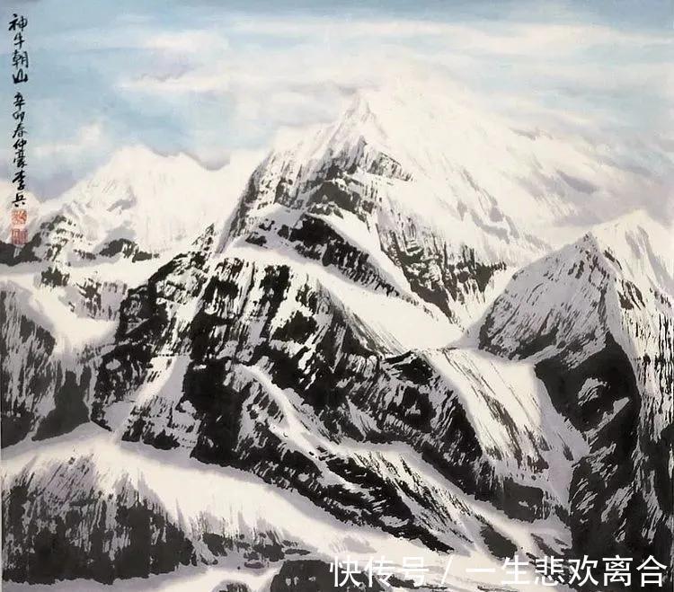 李兵画雪山，气势磅礴