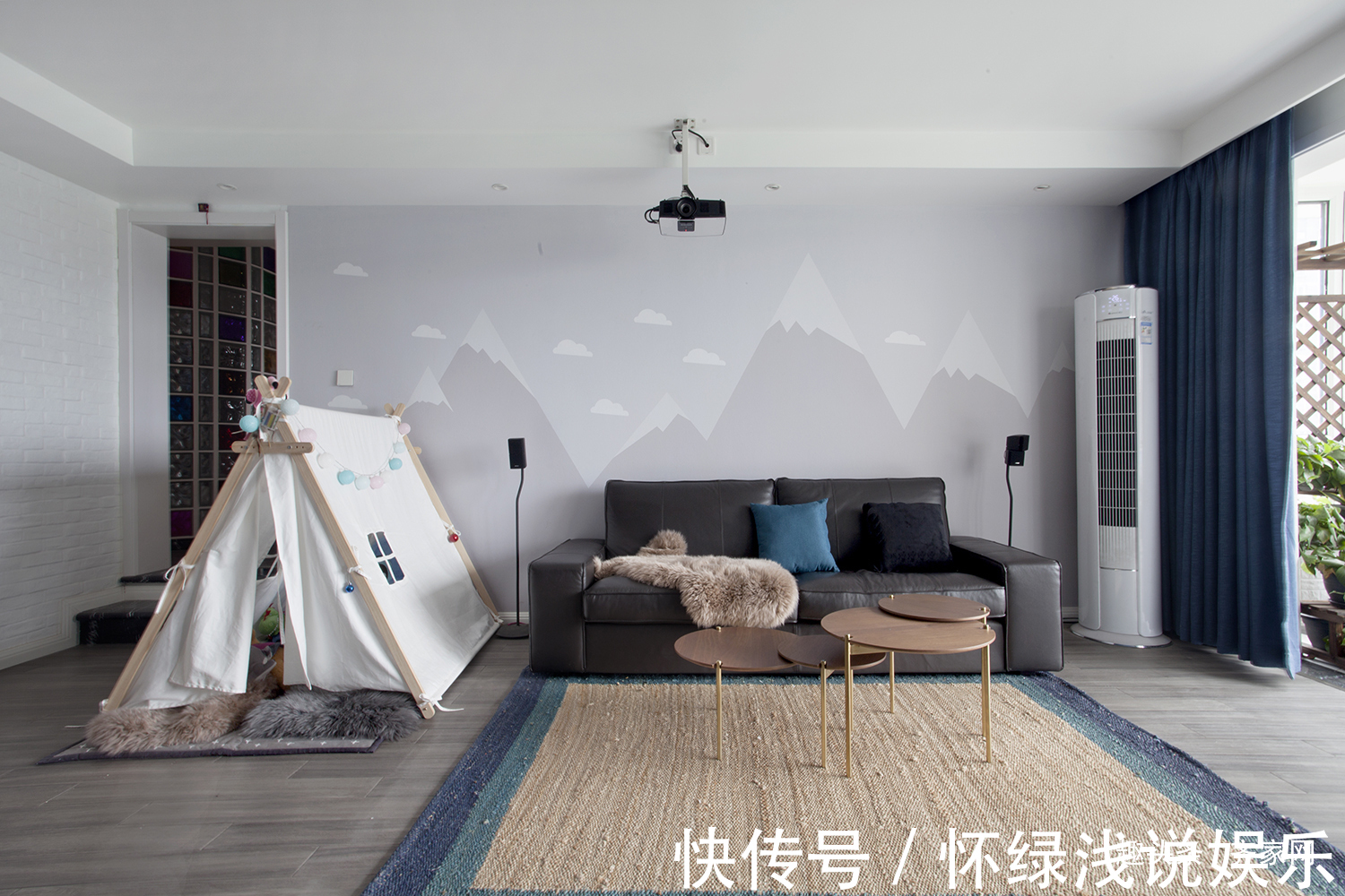 背景墙|混搭风格三居,儿童房和客厅相互呼应,一家人在一起的幸福!