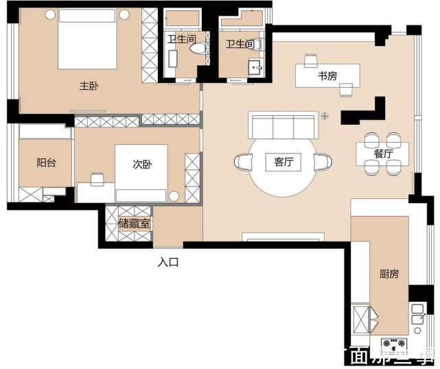 二居室|66平简约风二居室墙面黑白灰,搭配软装莫名和谐