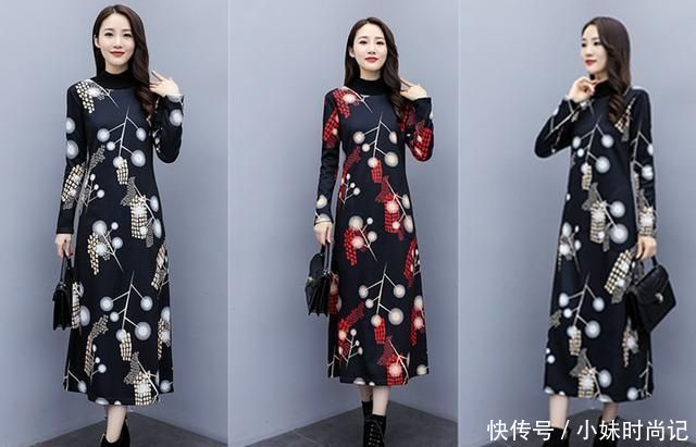 保暖|冬季高领加厚加绒连衣裙穿搭, 这几款舒适保暖又减龄, 穿上真美!