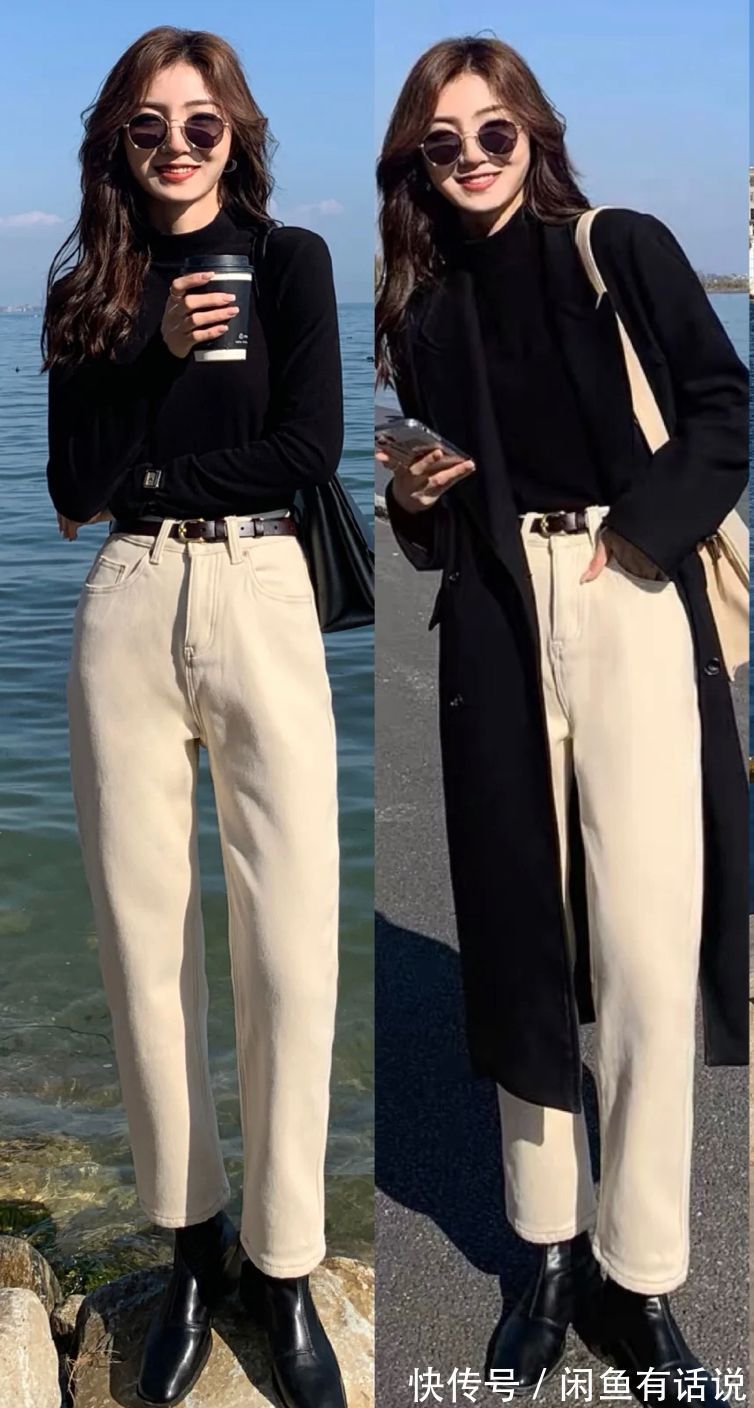 白裤子|纯色打底衫+白裤子,等于中年女人的气质基础,配西装大衣都好看