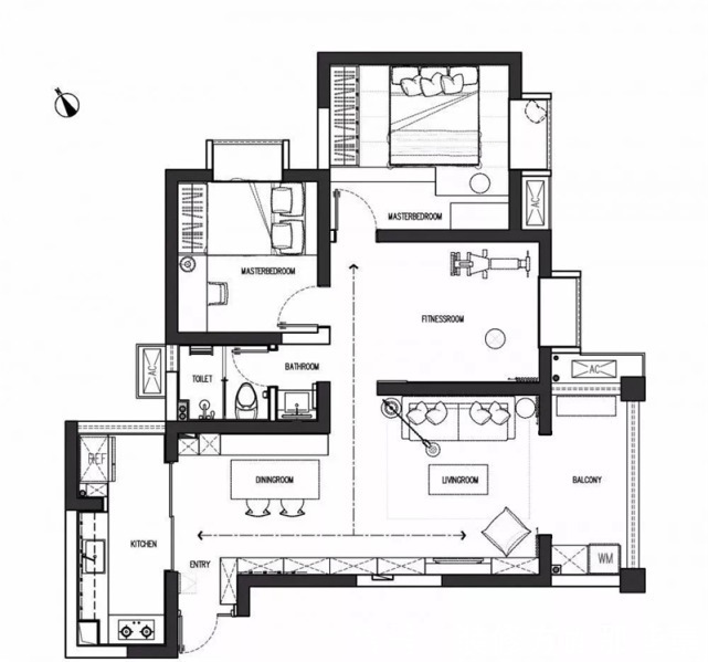 舒适感|98平黑白风现代风二居室充满舒适感和时尚的造型感
