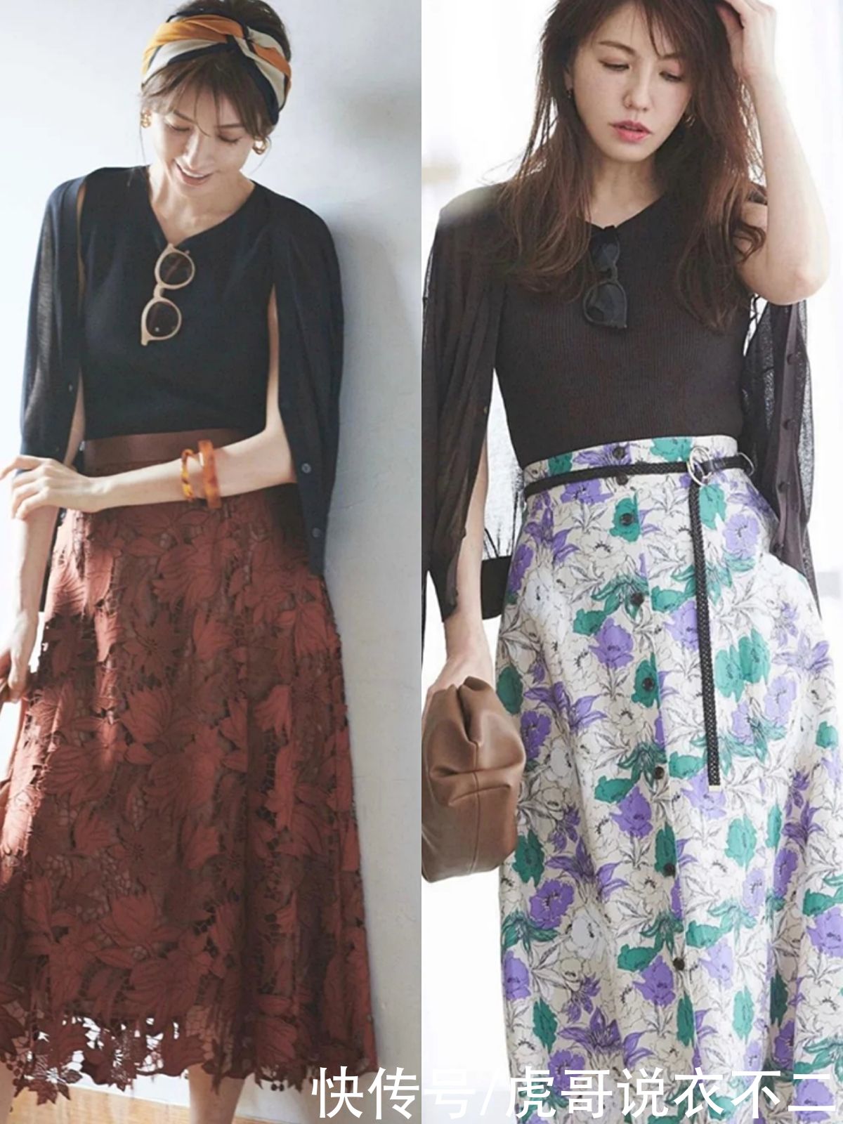 针织衫|女人不管多大年纪，夏季穿“薄针织衫+半裙”，都会优雅到骨子里