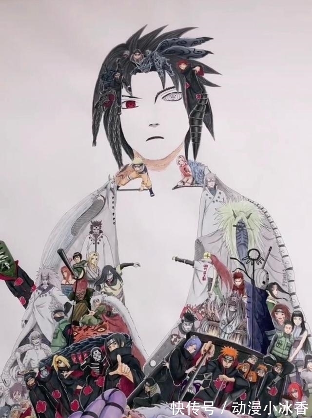 火影忍者|火影忍者:顶级手绘佐助画,放大之后,这创意最少值2万