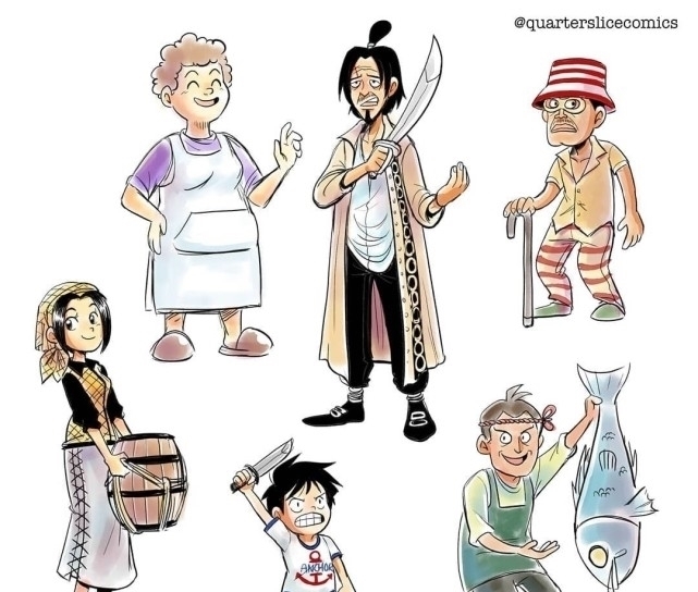 索隆|画师再现早期的海贼王人物关系,给人带来一种小清新的感觉