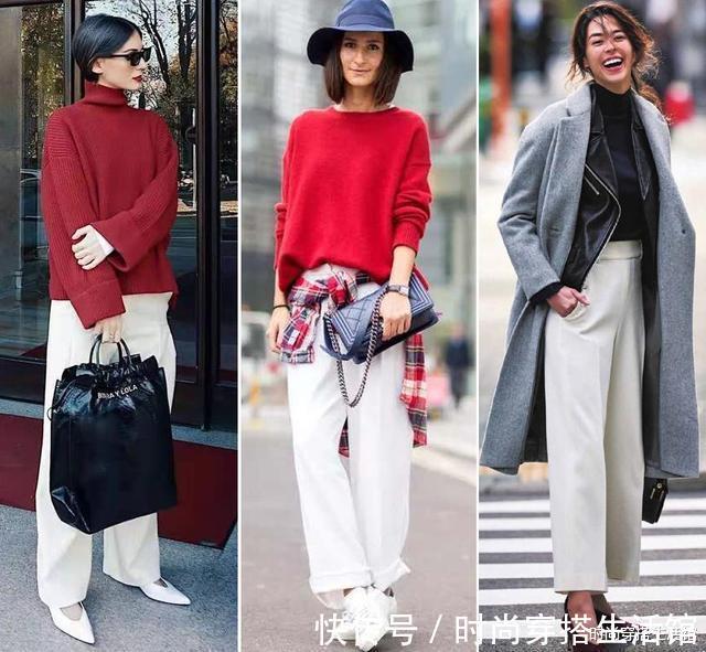 宽松|突然发现,白裤子又火起来了,时尚保暖又显瘦,冬天照着穿就对了