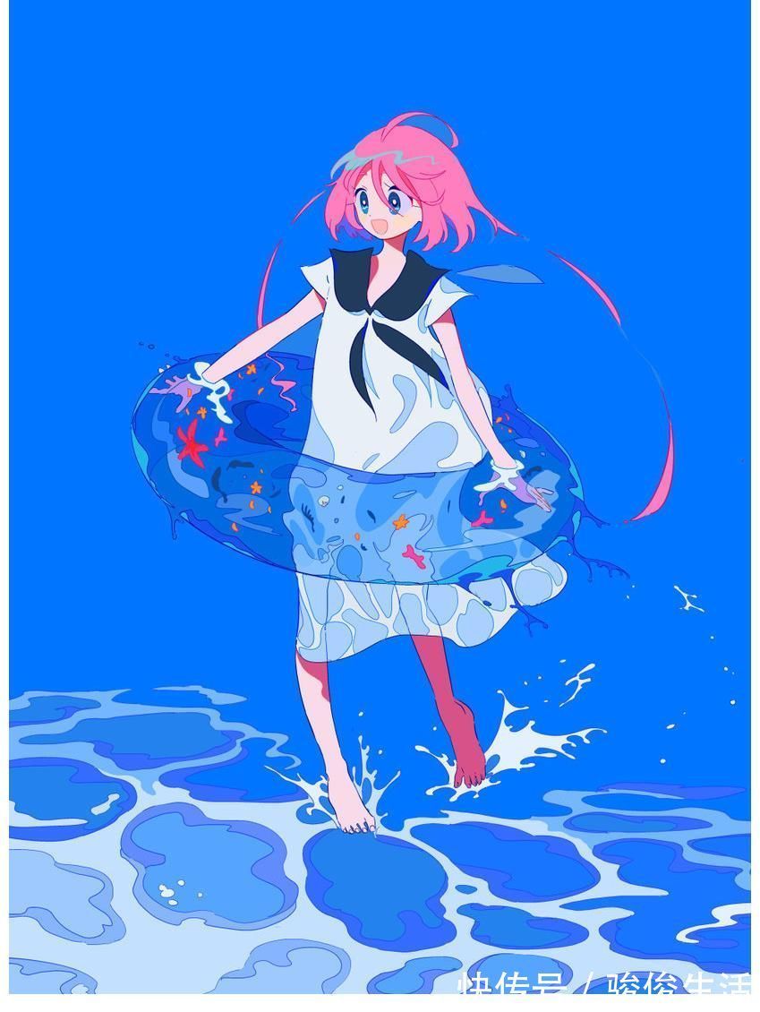 色彩|清爽的夏日插画，斑驳光影的融入，更是增添了绚丽色彩