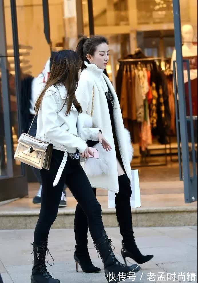 美腿 街拍:动人不凡,穿黑色长筒靴的美腿美女,肉色打底裤很是性感!