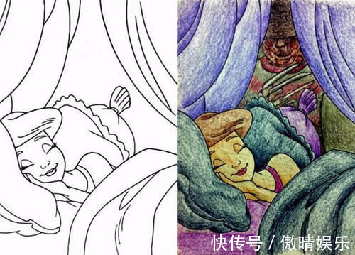 爱丽儿|家长霸占儿童填色画本,迪士尼角色全员黑化,童年回忆破碎