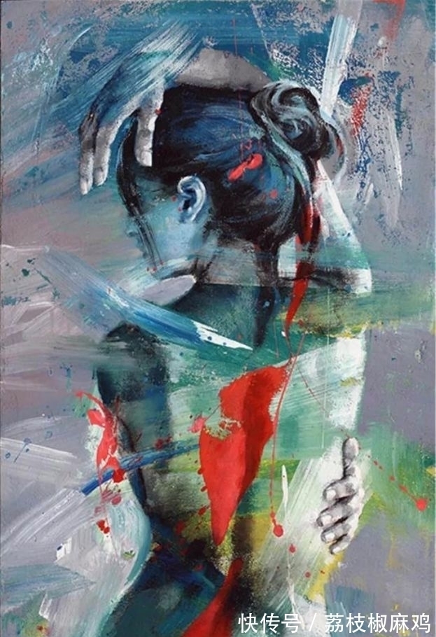 笔触$粗犷的笔触诠释女人另类的柔美与性感,让视觉炸裂的大触油画神作