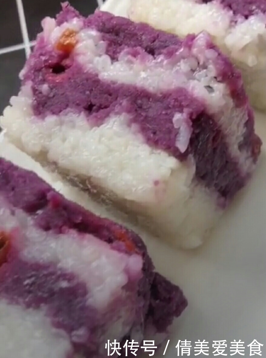  糯米饭|2个紫薯，一碗糯米，做一个简单版的紫薯糯米糕，香甜软糯