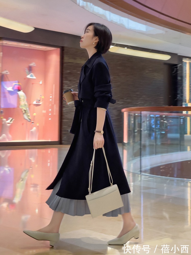 搭配 早春穿裙子流行“过膝不过踝”,配西装、风衣都挺美,打造时髦感