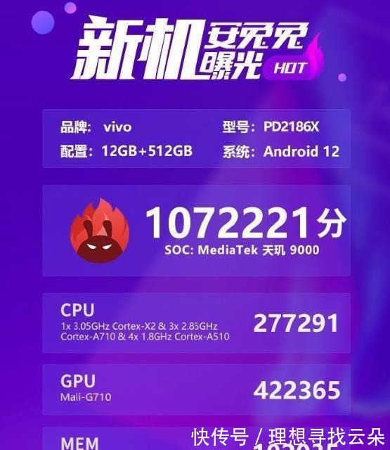 旗舰|107万多vivo天玑机9000机型跑分曝光！