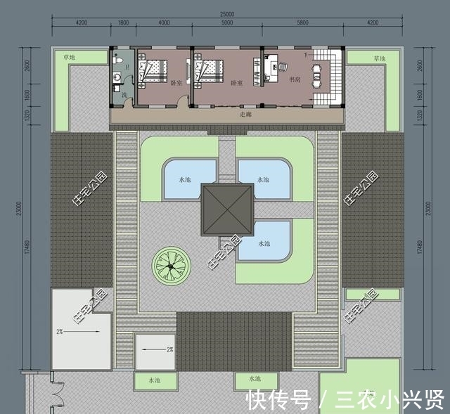 羡慕|中式农村合院23X25米，超大庭院，让中国农村建房的羡慕坏了