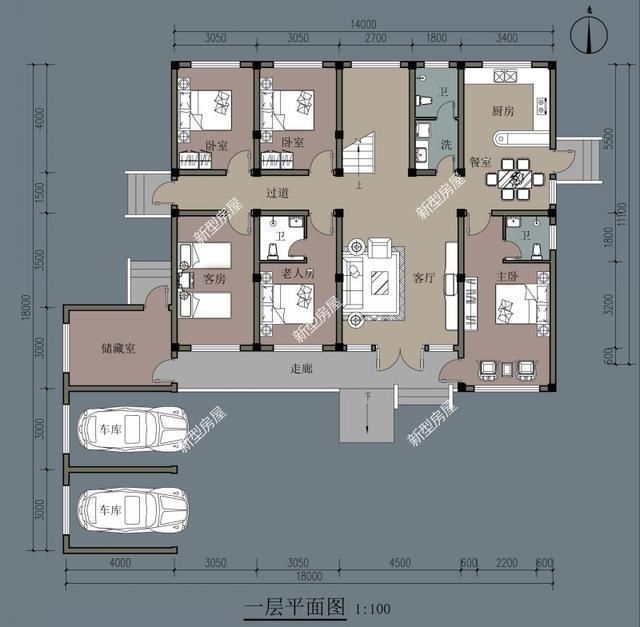 平面|车子买不起，车库必须有！分享几套农村建房图纸，最低25万搞定