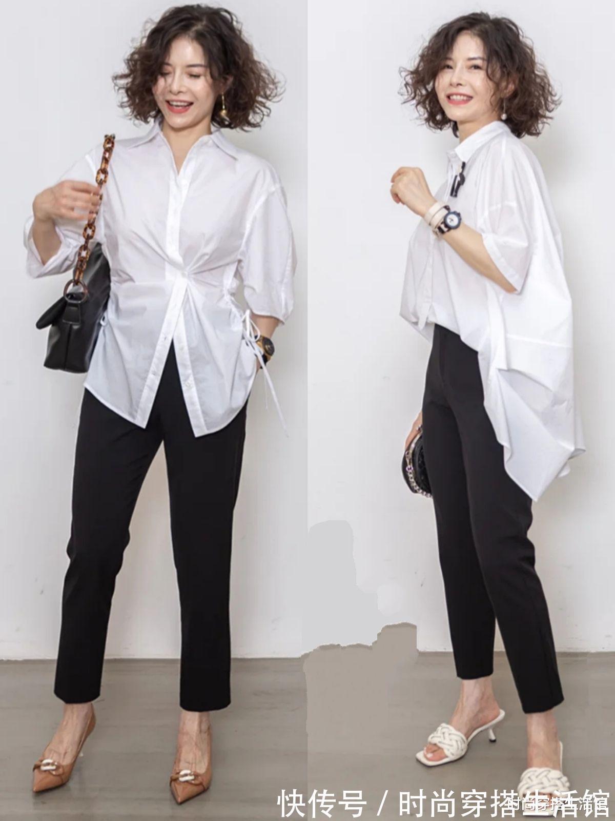 大长腿|衬衫下面尽量不要只配西装裤，今年流行这样穿，时髦显瘦又高级