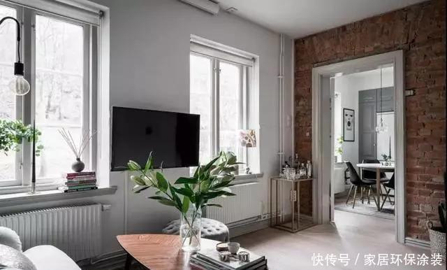 墙面|36平一室公寓,餐厨一体,客卧合并,个性红砖墙,装出小豪宅质感