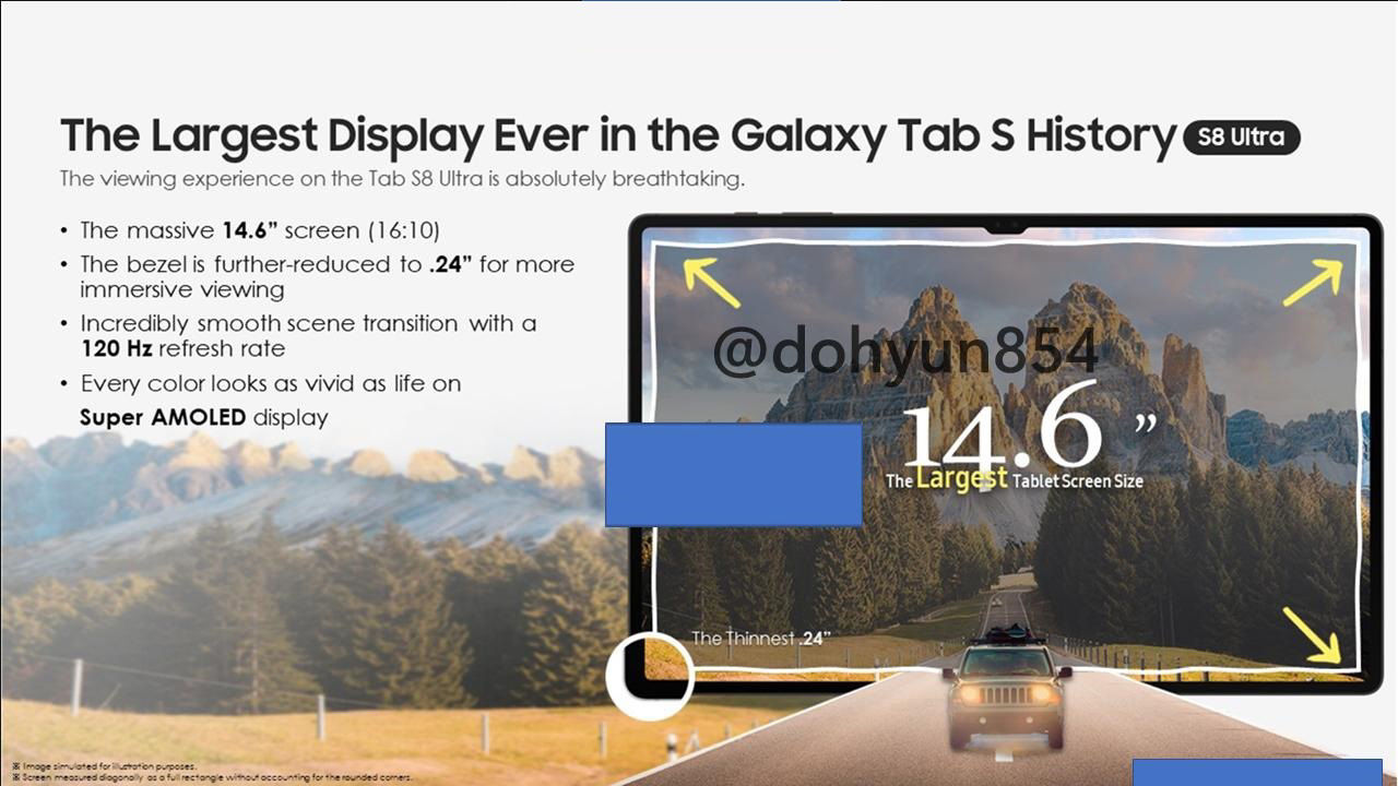 ultr三星 Galaxy Tab S8 Ultra 幻灯片曝光：14.6 英寸大屏