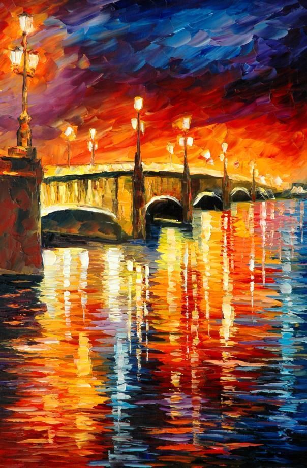 leonidafremov&现代印象以色列画家leonid afremov调色刀创作的缤纷炫丽油画