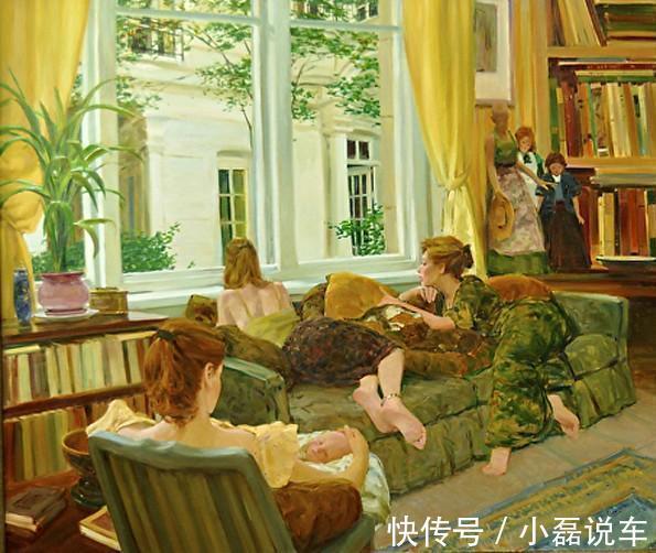 绘画$水灵秀气的美国女性人体油画，真可谓朱粉不深匀，闲花淡淡香